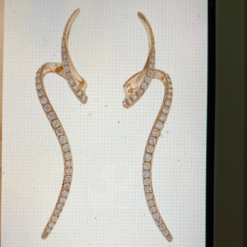 14kt Diamond Rose Gold Spiral Drop Earrings